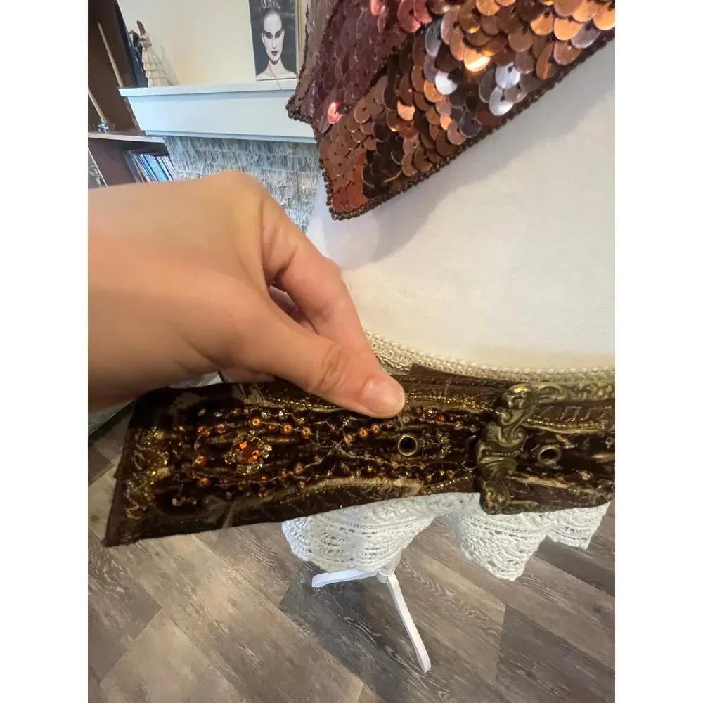 betsey johnson leather beaded belt